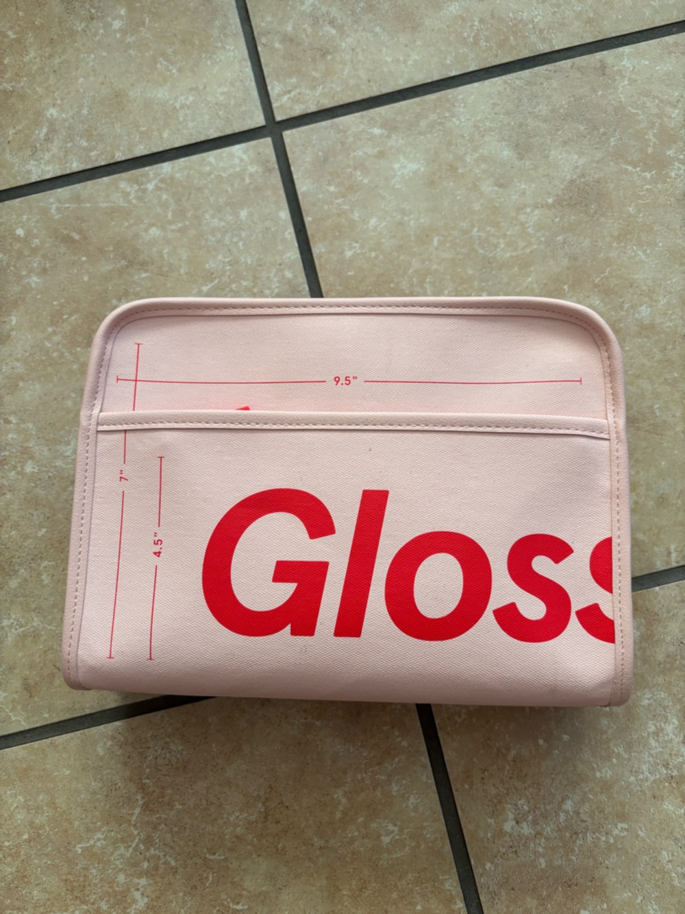 Glossier Pink Makeup Organizer with Red Interior